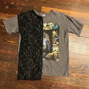 Cut and sew grunge graphic tee